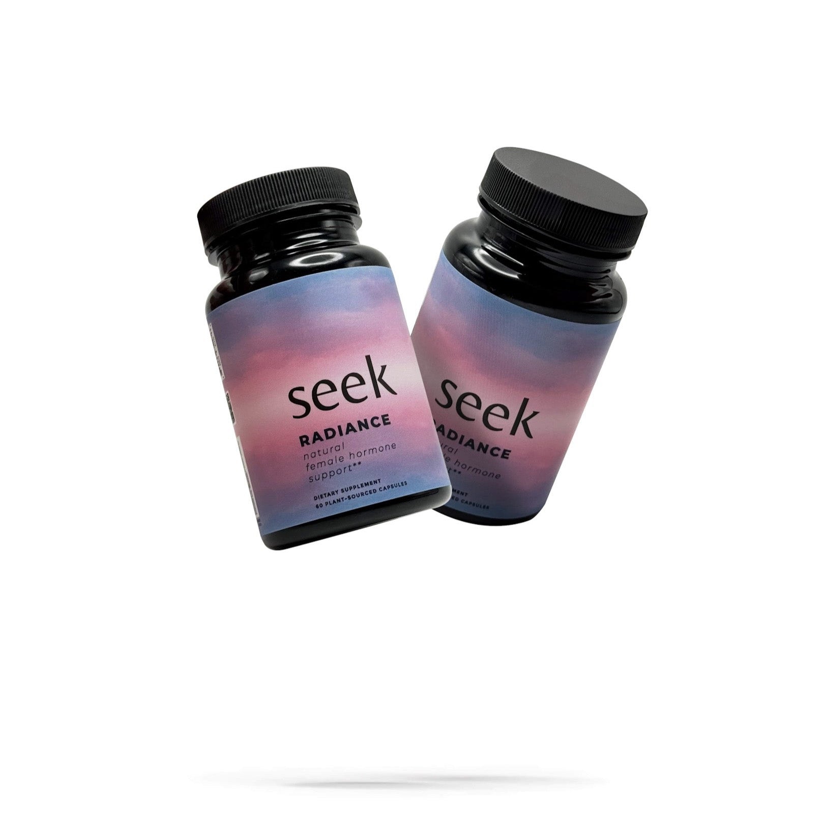 Two bottles of Seek® Radiance women's hormone balance supplement.