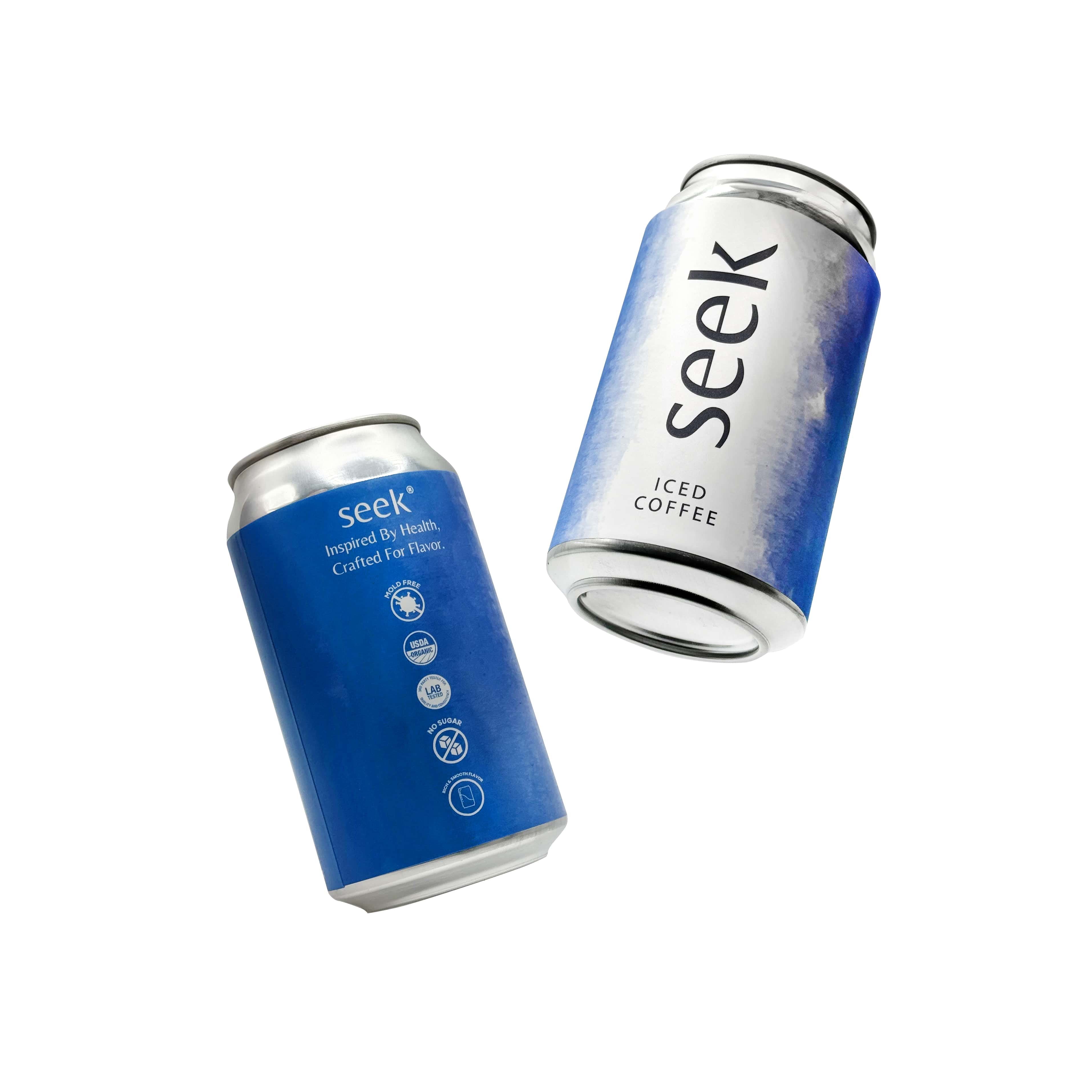 Two Chilled Cans of Seek® Organic Mold & Mycotoxin Free Iced Coffee